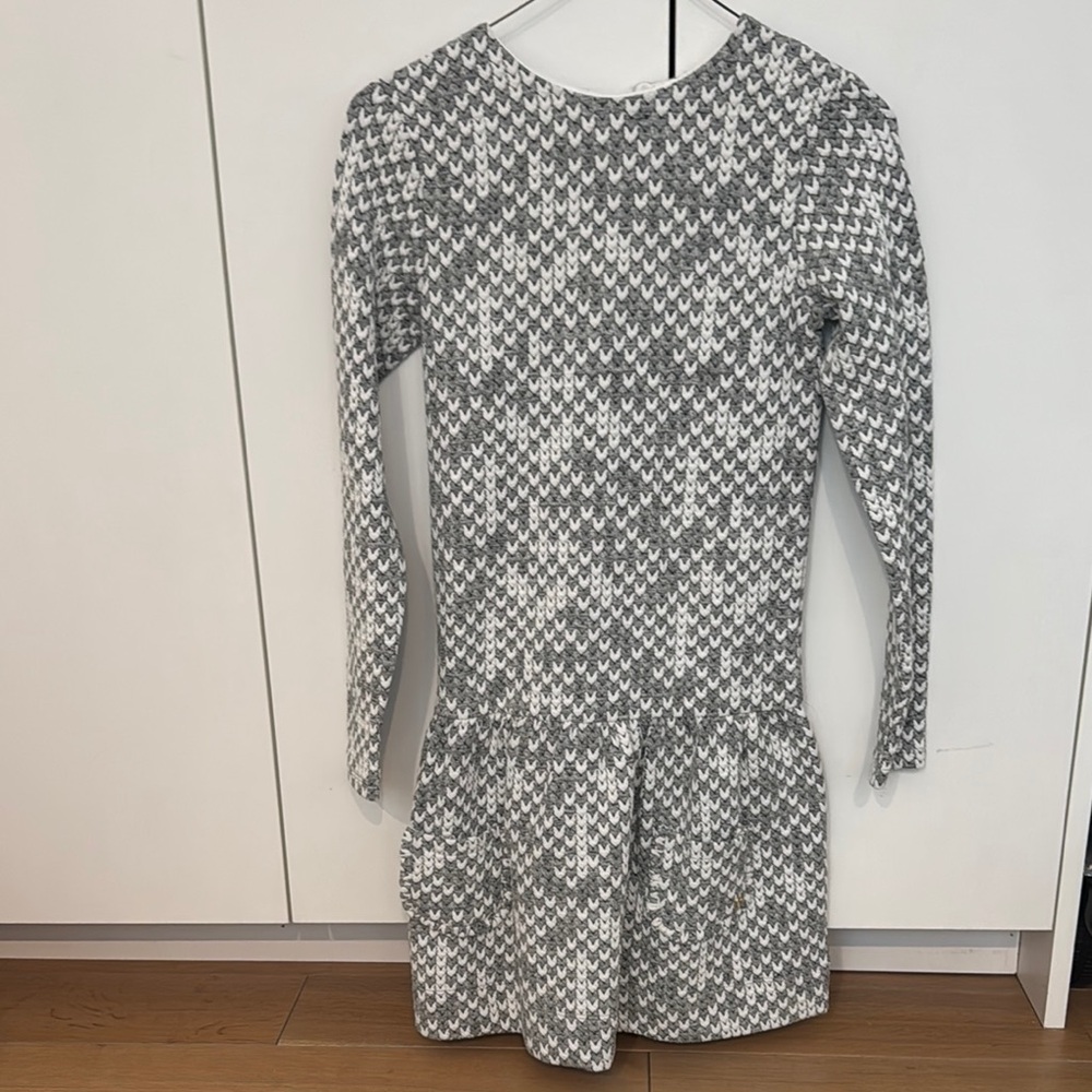 Lili Gaufrette Black and White Pleated Fit and Flare Dress